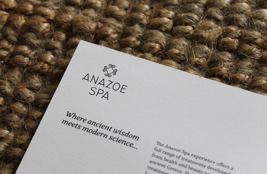 Costa Navarino Typography:  Anazoe Spa Brochure